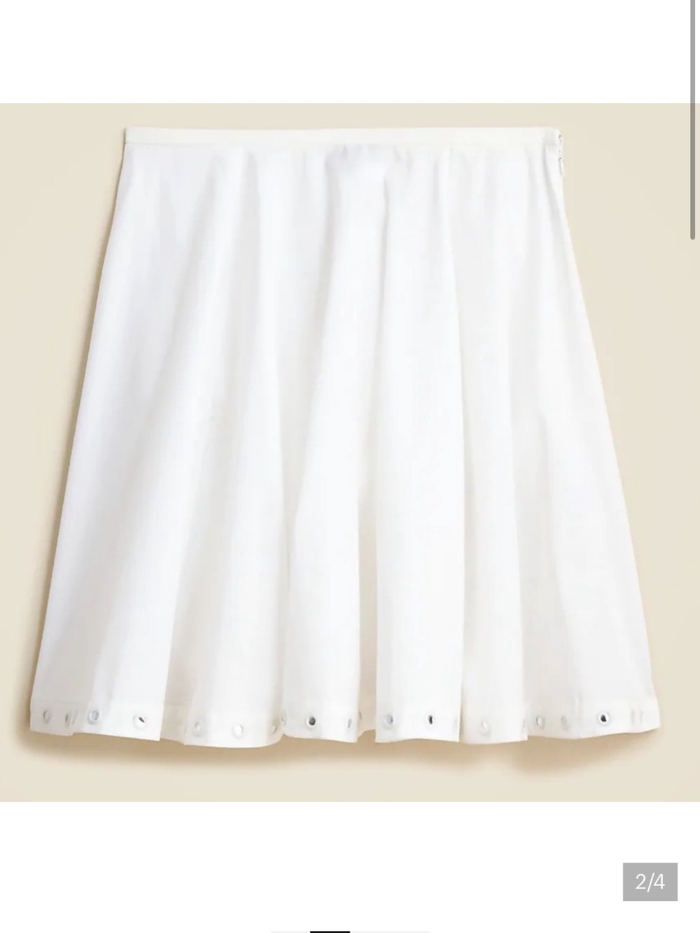 White A-Line Skirt with Eyelet Hem